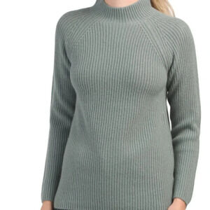 NWT Vince Wool Cashmere Mock Neck Ribbed Pullover Knit Sweater Size M